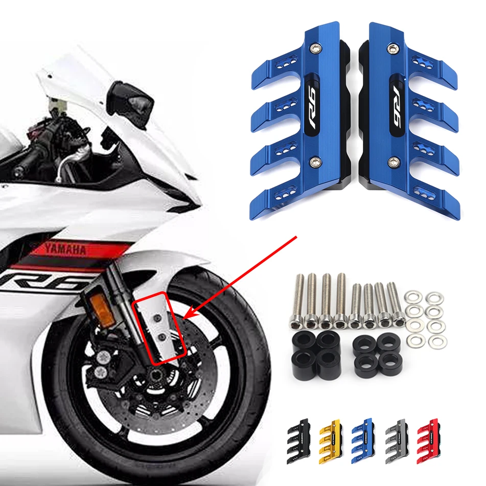 

With Logo For yamaha YZFR6 YZF R6 Motorcycle Mudguard Front Fork Protector Guard Block Front Fender Anti-fall Slider Accessories