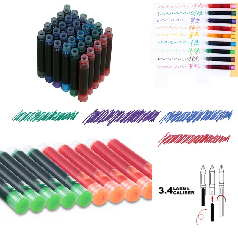 

High quality Fountain Pen ink refills 10PC diameter 3.4mm standards international Stationery Office supplies INK PEN