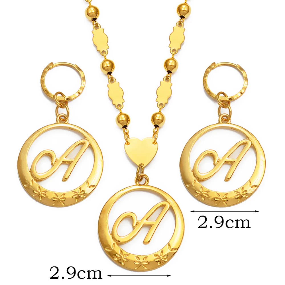 Anniyo Hawaiian Cursive Letters Pendant Initial Chain for Women Ball Beads Necklaces Guam English Jewelry Girls #135006