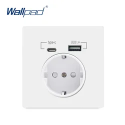 French Type C USB Outlet Wall Quick Charger Adapter EU Poland Belgium AC Power Socket with Clips Round Box