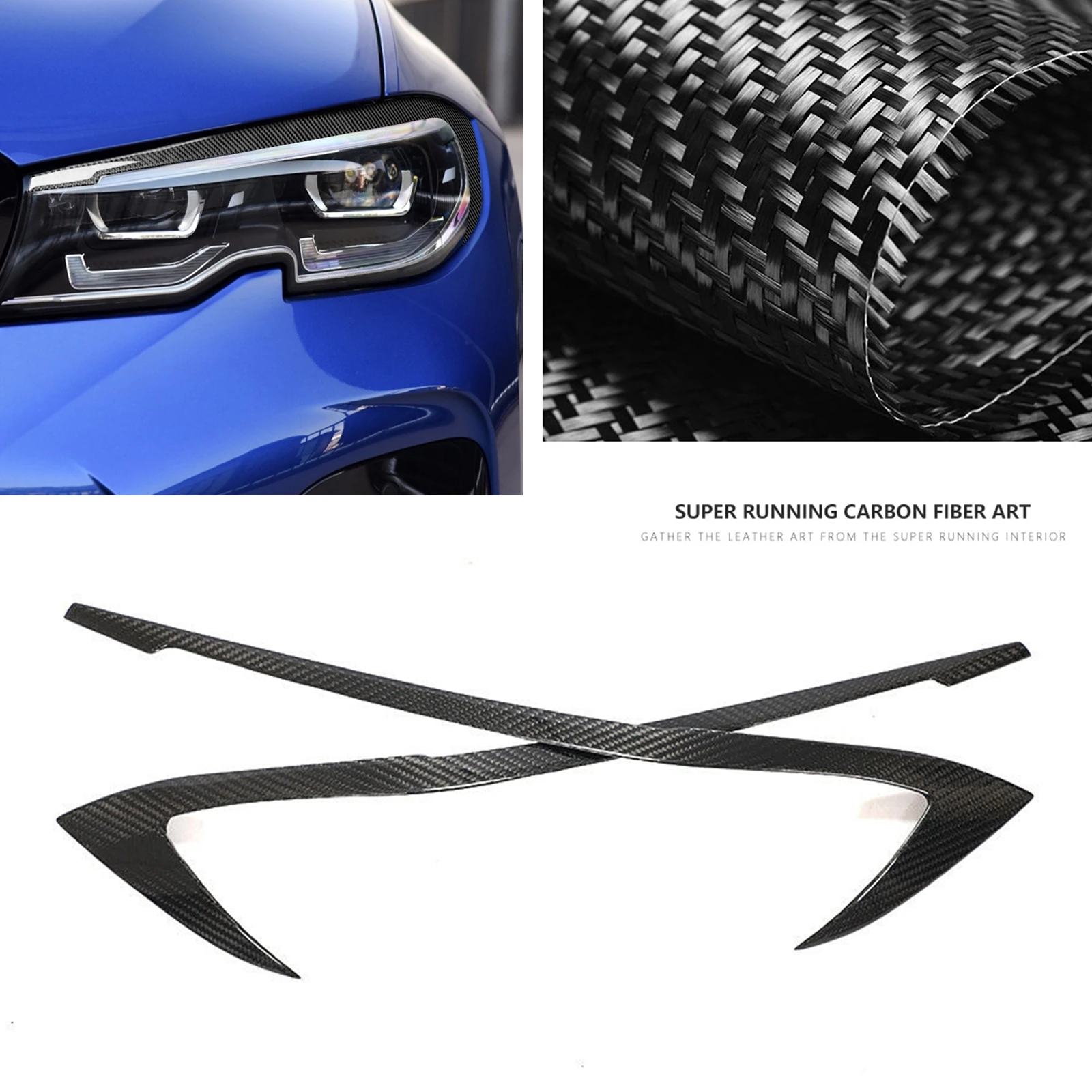 

Headlight Eyebrow Trim For BMW 3 Series G20 G28 2019-2021 Front Head Light Cover Lamp Lid Real Carbon Fiber Headlamp Eyelid Brow