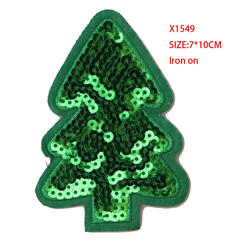 Moon Cactus Christmas tree sequins icon Embroider Iron on Patch for Clothing DIY Stripes Clothes Patchwork Sticker Custom Badge