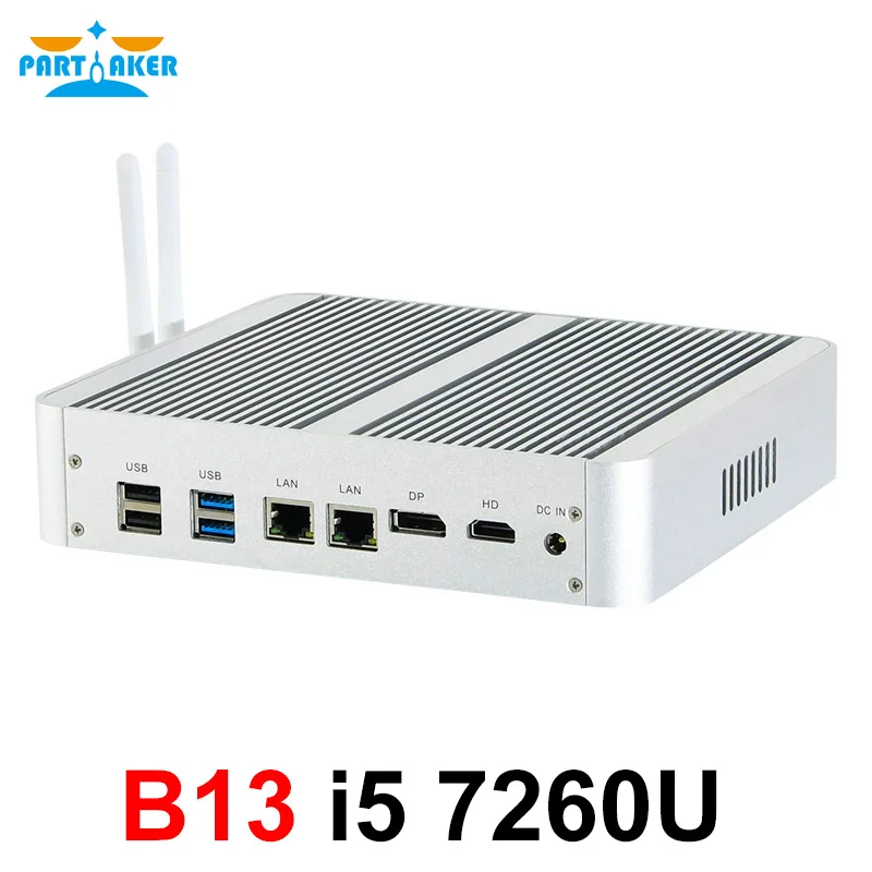 Partaker Mini Computer senza ventola i7 8565U/ i7 10510/i7 10710 2 * DDR4 Msata + M.2 SSD Micro PC Win10 Pro Barebone HTPC Nuc VGA HDMI