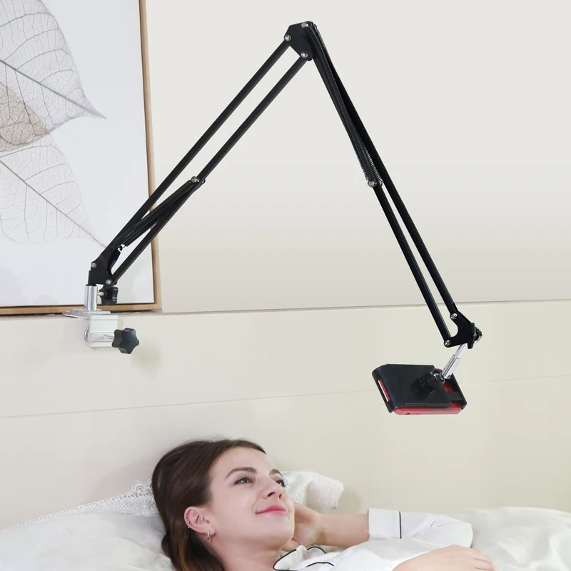 

Desktop Bed Lazy Bracket Phone Stand Metal Clamp Support 360 Rotating Flexible Long Arms Mobile Phone Holder