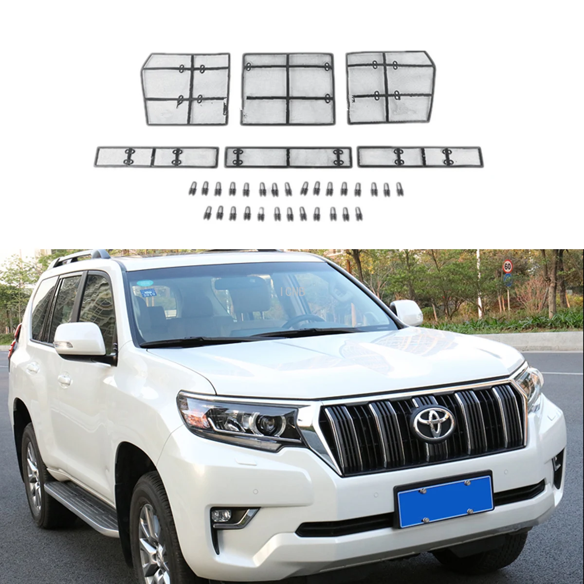 Front Grille Decorative Mesh for Toyota Land Cruiser Prado 150 2018 2019 Full Coverage Insect-proof Net