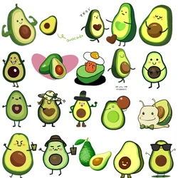 Cartoon Avocado kids żelazko na gorąco druk transferowy naszywki naszywki na ubrania DIY owoce Kawaii zmywalny a-level Thermal Applique