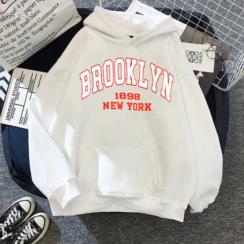 Spring Autumn Hoodies Printed Brooklyn Lette Streetwear Men Women Fashion Oversized Hoodie Tracksuits Unisex Clothing Coat