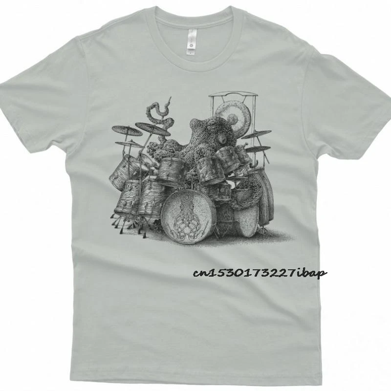 Octopus Playing Drums Funny Tshirts Men Fashion New Tee Shirt 100% Cotton T-Shirt Mens Womens Print Tee Shirt Custom Gift