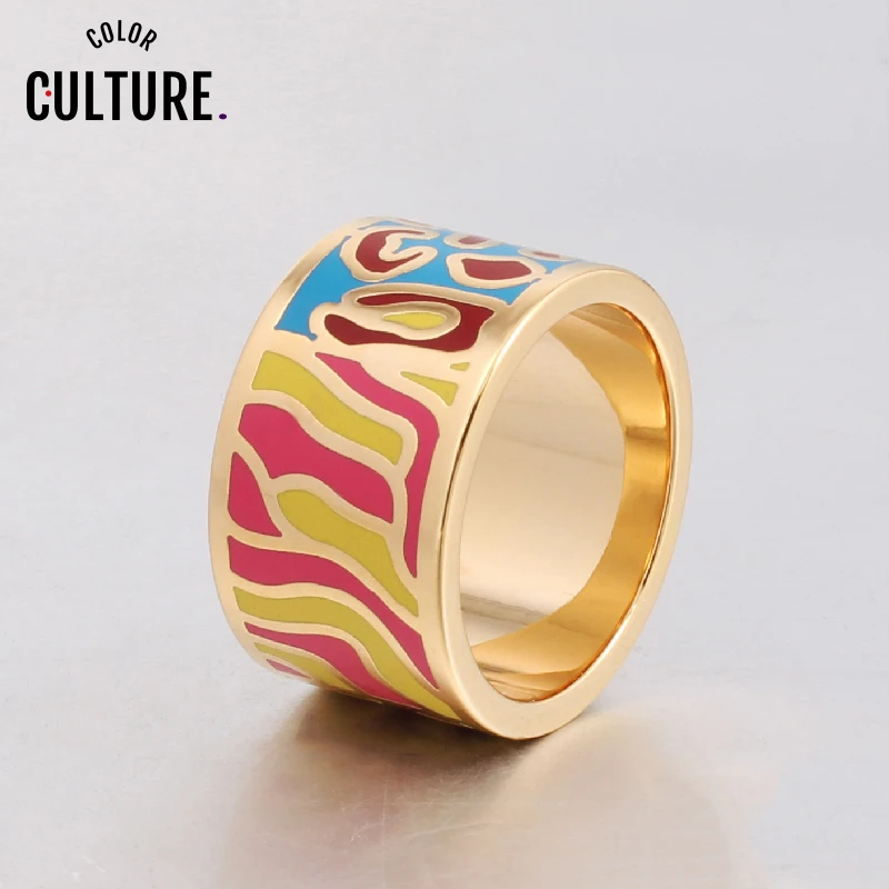 Fashion Jewelry Dubai Vintage Rings for Women Filled Color Designer Leopard Pattern Enamel Ring Ethnic Jewelry