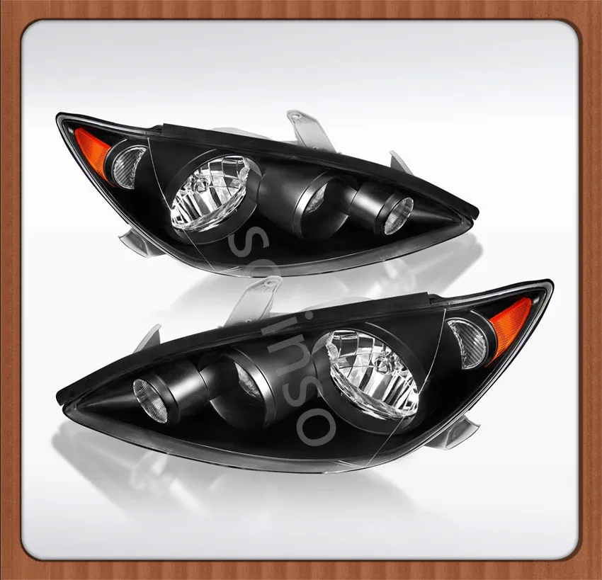 

Sulinso 2 PCS Black Headlights Head Lamps LE SE 4Dr Sedan JDM Diamond Fits For Toyota Camry