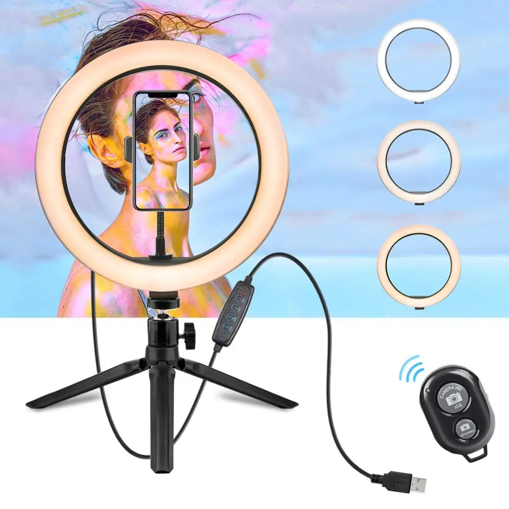 10.2 Inch Vòng Đèn Có Chân Đế-Rovtop Led Camera Selfie Ánh Sáng Nhẫn Cho Iphone Chân Máy Và Giá Đỡ Điện Thoại Cho chụp Ảnh Quay Phim