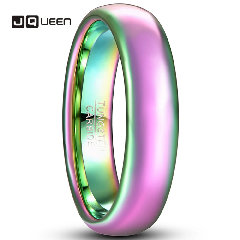 JQUEEN 6mm Electroplated Color Dome Tungsten Carbide Ring Men\'s Women Fashion Wedding Jewelry Best Gift