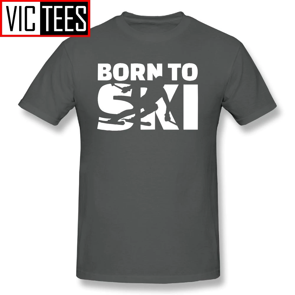 Men's Born to Ski Tees Teenages Tops T Shirts New Coming 100% Cotton Summer Vintage Style T-Shirt