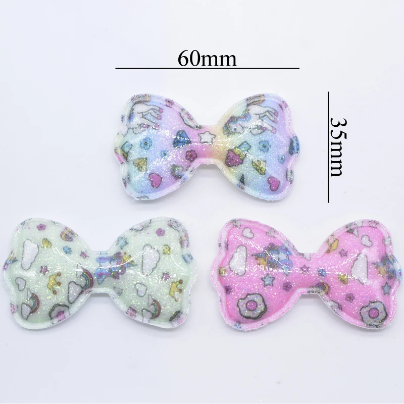12Pcs 60*35mm Printed Kawaii PU Leather Bow Tie Applique for Hat Clothes Sewing Patches DIY Headwear Hair Clip Decor Accessories