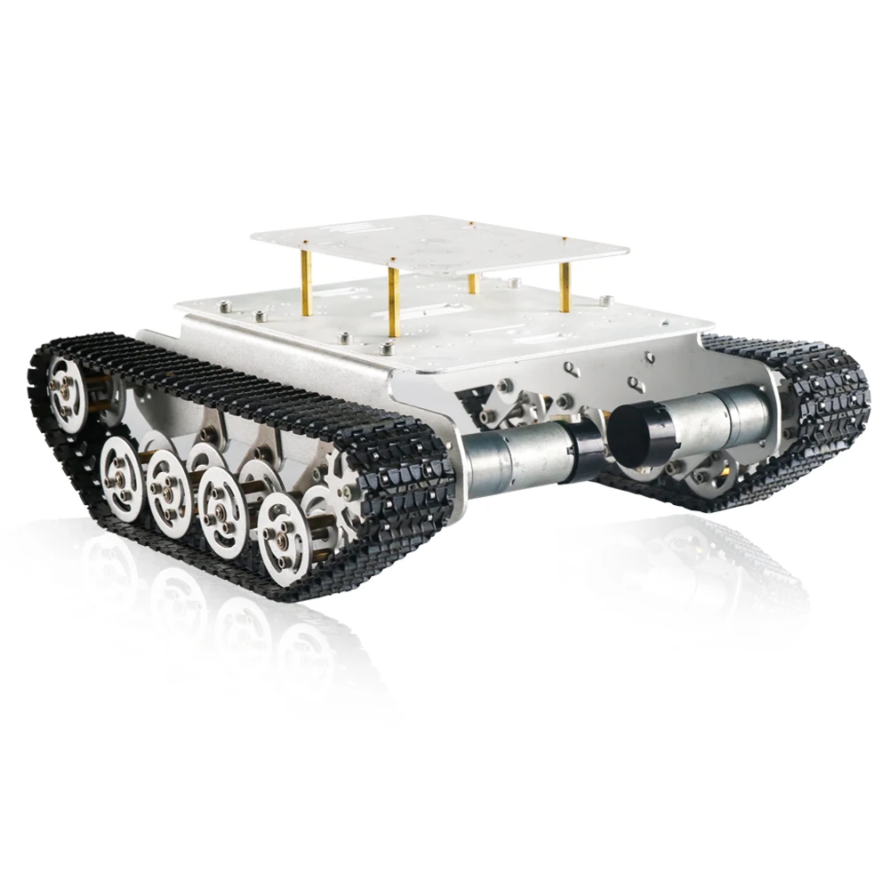 SZDOIT TS100 Kit de chasis de tanque de robot RC con orugas de metal con tablero acrílico, brazo de robot se puede montar directamente en el coche de alto Torqu