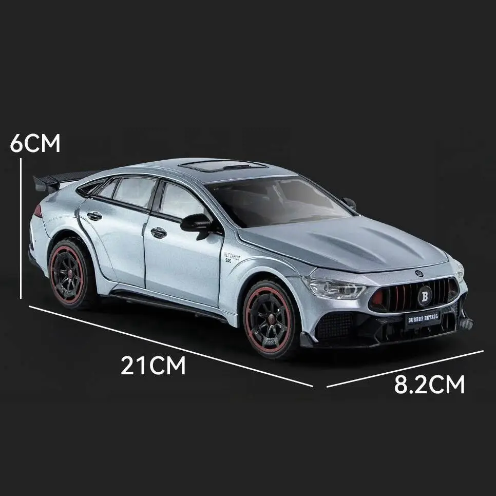 Diecast Toy Vehicle Model 1:24 Scale Brabus Rocket 900 AMG GT3 Car Pull Back Sound & Light Doors Openable Collection Gift Kid