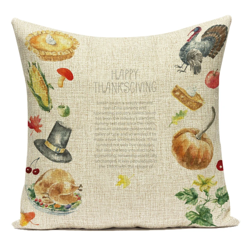 Thanksgiving Day Pumpkin Throw Pillow Case Vegetables Flowers Pillow Cover Decorative Cushion Case Sofa Car Pillowcase