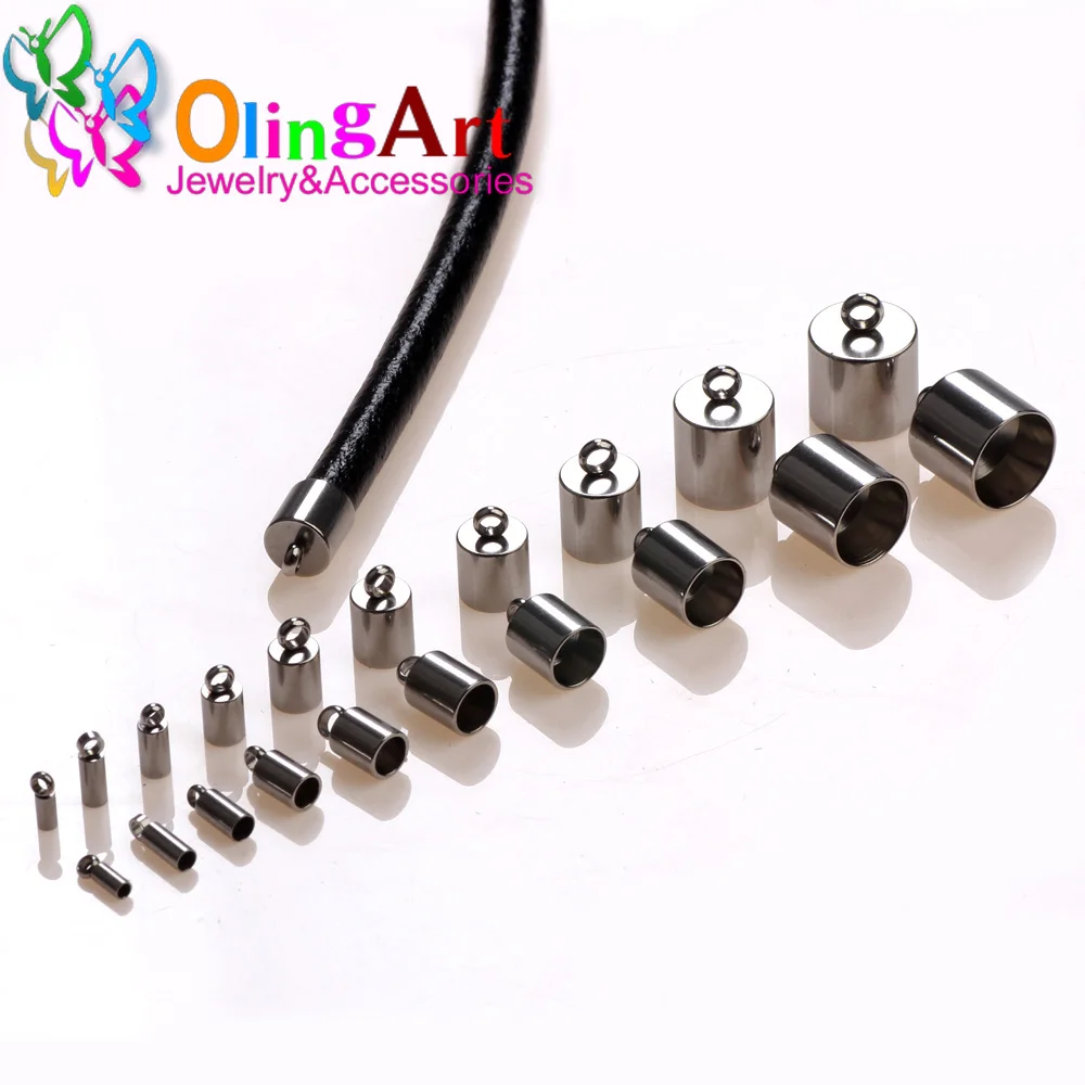 High quality Multiple Choices Stainless Steel End Tip Caps Leather Cord Necklace Bracelet Tassel Connectors DIY Jewelry Making