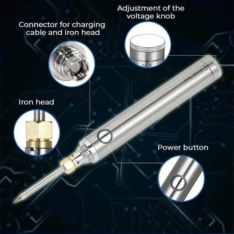 Soldador eléctrico de estaño con carga inalámbrica, herramientas de soldadura de reparación de microelectrónica portátil, USB, carga rápida