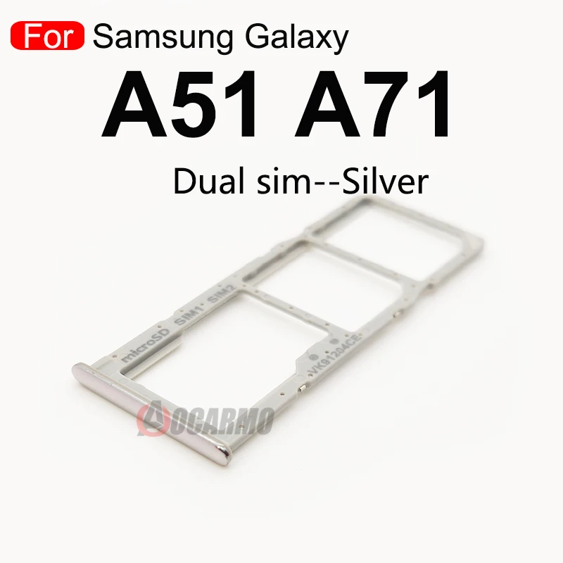 Aocarmo Dual & Single Sim Card Tray Slot For Samsung Galaxy A51 A515F A71 A7150 A715F New SIM Micro SD Card Holder Replacement