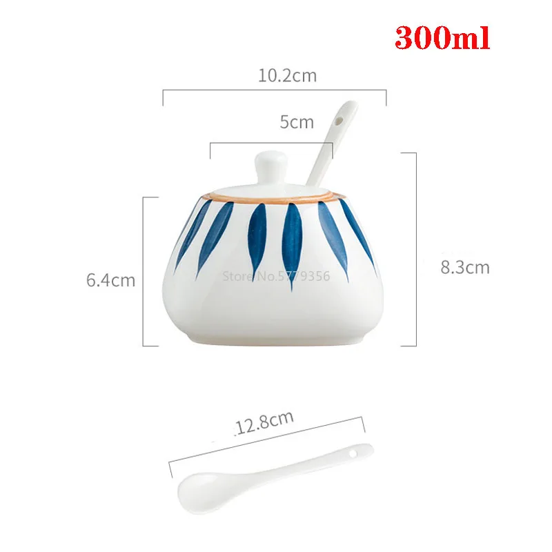 Japanese Style Ceramic Seasoning Pot Set Kitchen Salt Shaker Seasoning Box Seasoning Bottle Sugar MSG Seasoning Pot