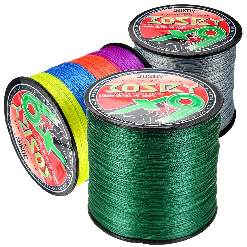 JOSBY 9 Strands Fishing Line NEW Braided PE Super Strong For Lake Sea 500M 300M 1000M 100M 100%  Multifilament Wire Woven Thread