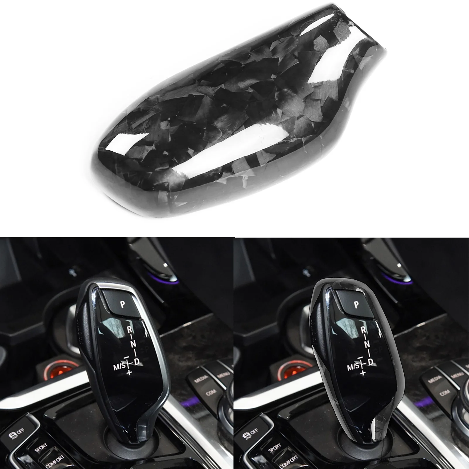 

Forged Carbon Fiber Car Gear Shift Knob Cover Trim For BMW NEW 5 Series 6 Series GT 7 Series G30 G38 G32 G11 G12 X3 X4 G02 G08