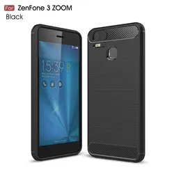 Carbon Fiber Cover For ASUS Zenfone 3 Zoom S ZE553KL TPU CASE Luxury Plain Black Shock Proof Soft Back Cover For Zenfone ZE553KL