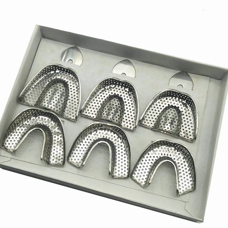 

6pcs/set Dental Impression Trays Stainless Steel Autoclavable Denture Instrument Tray Dentist Tools