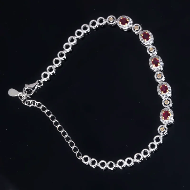 

fine ruby Bracelet&Bangle for Women Silver With 925 Sterling Sliver Platinum plating Heart Wedding&Birthday Vintage Jewelry