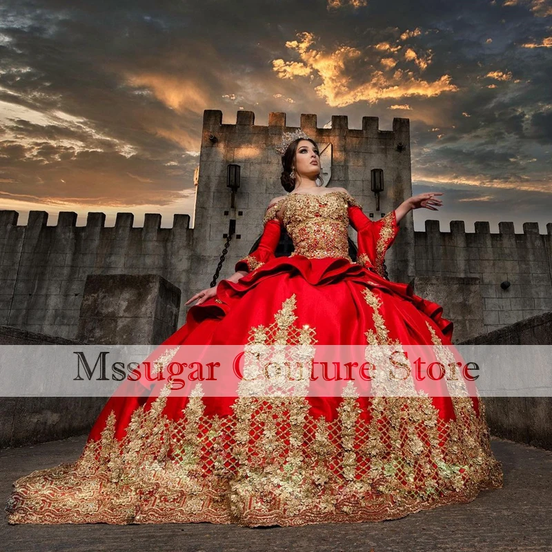 Gaun Quinceanera Merah Royal 2022 Gaun Pesta Manik-manik Applique Sweetheart Gaun Selebriti untuk Anak Perempuan