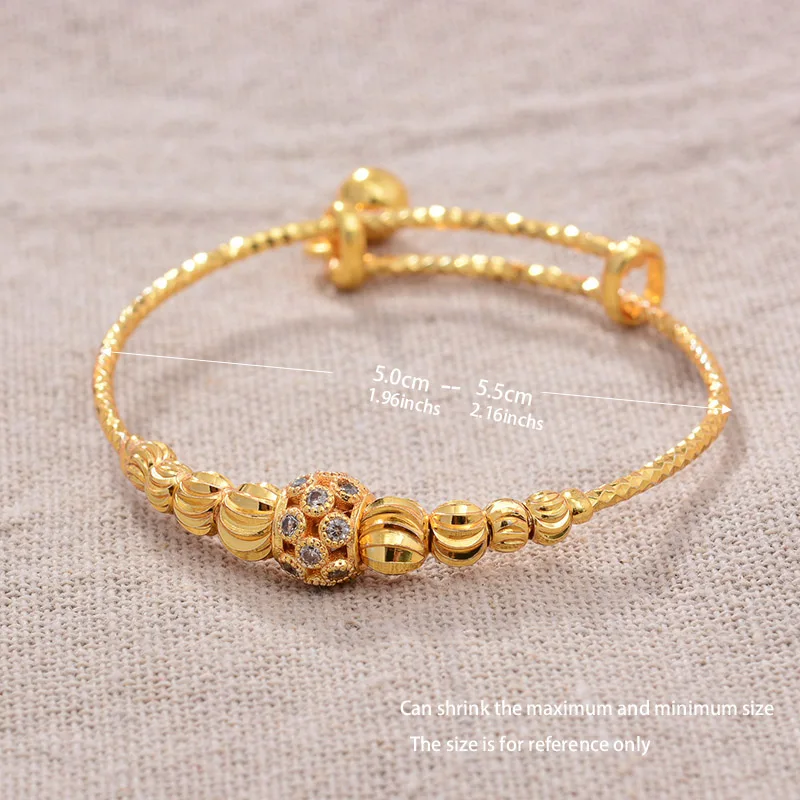 4PCS 24K African Arab bead Gold Color kids Bangles chind Jewelry Bangles Newborn Baby Cute/Romantic Bracelets  Gifts