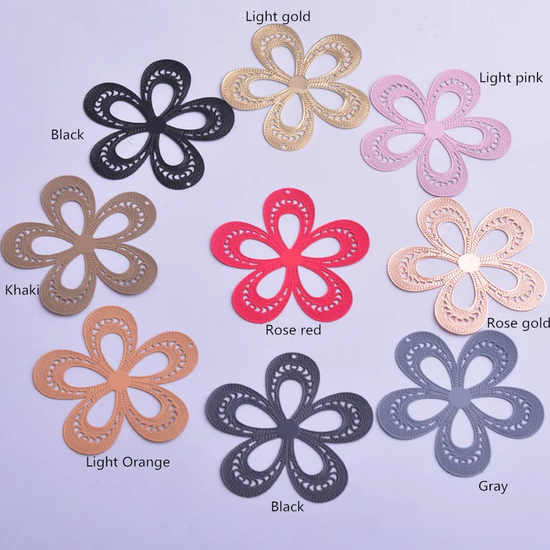 30 Stück AA2173 41mm Große Blumen-Anhänger DIY Ohrring-Anhänger Messing Hellgoldfarben Schmuckanhänger – Detail 1