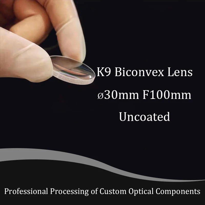 Optical Glass K9 Optics Double Convex Mirror 30mm Diameter 100mm Focal Length Projector Lenses Physics Experiment Teaching Tool