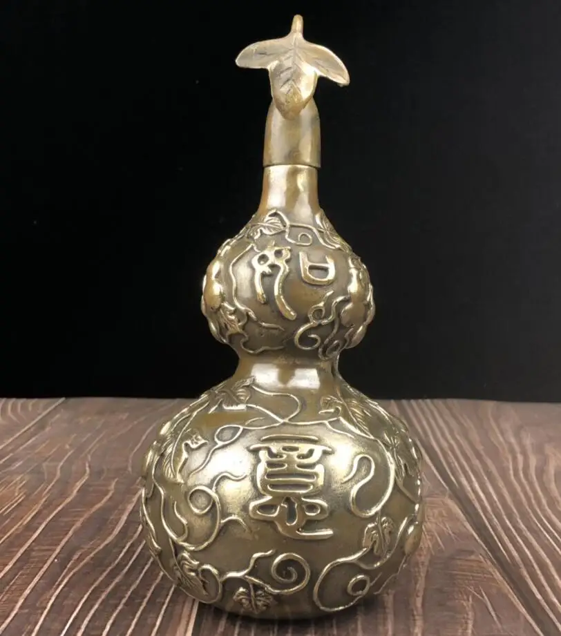 

China brass archaize auspicious gourd crafts statue