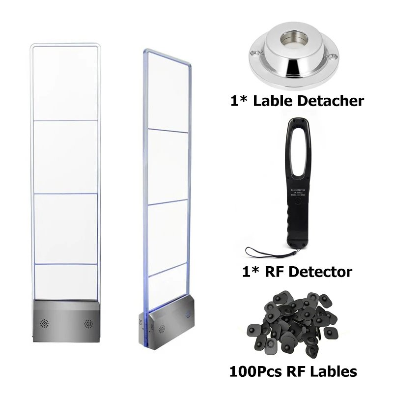 

RF 8.2Mhz Acrylic EAS Gate with Hard Labels Tags & Detacher & Detector Security Alarm Gate System Anti Theft EAS Security Door