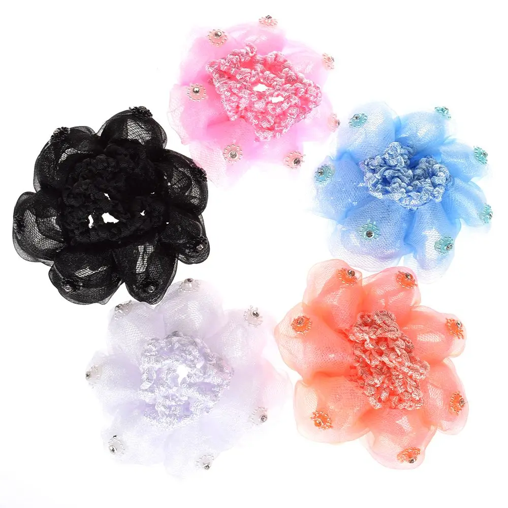 Girls Kids Children\'S Bun Cover Snood Hairnet Hair Net Mesh Hair Accessories Ballet Dance Crochet Decor Flower Shape Headwear