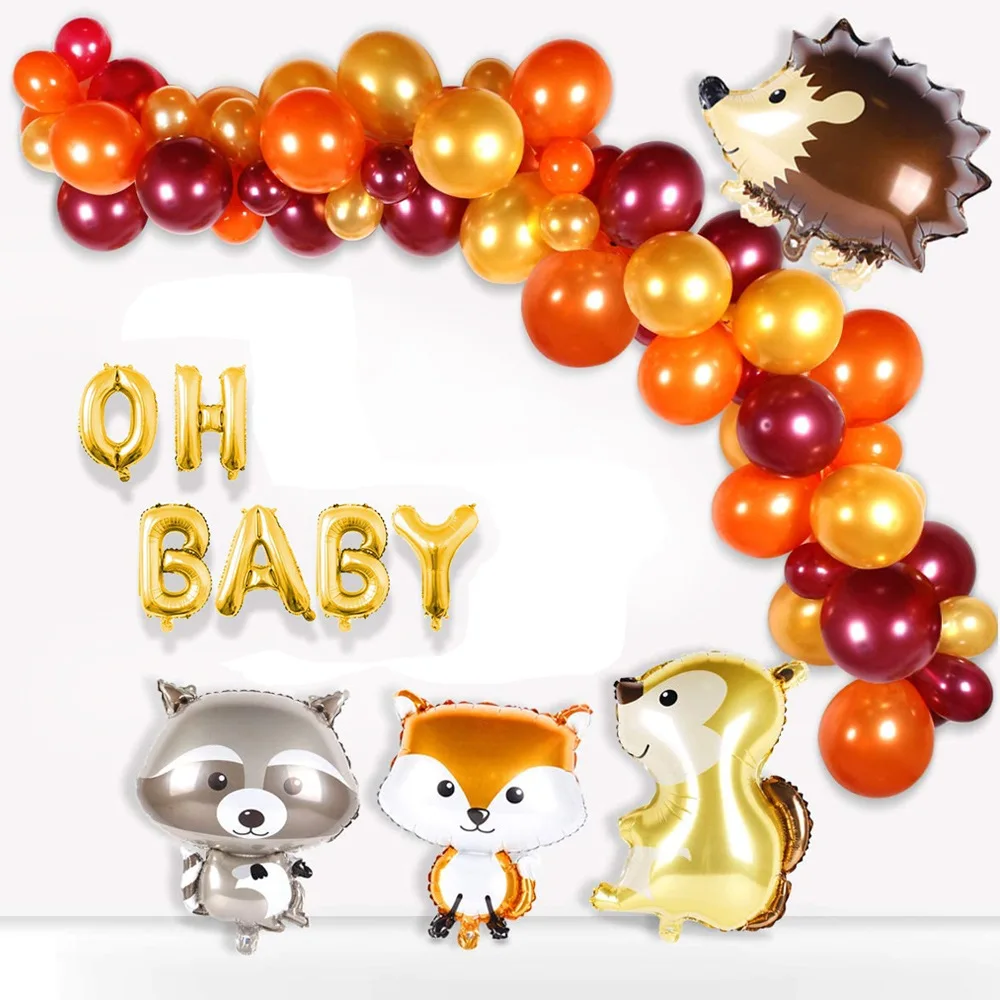 

67pcs/set ohbaby birthday balloons Birthday Party Decoration squirrel sloth Hedgehog fox autumn forest animal theme balloons