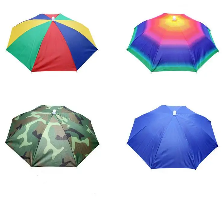 

Head umbrella 9 colors optional elastic head hat outdoor fishing creative personality hat umbrella SN665