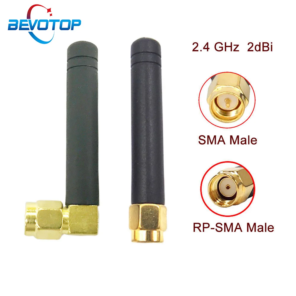 2pcs 2.4 GHz WiFi Antenna 2dBi Aerial SMA/RP-SMA Male Connector 2.4GHz Antenna Wifi Antenne For Wireless Router Wifi Booste