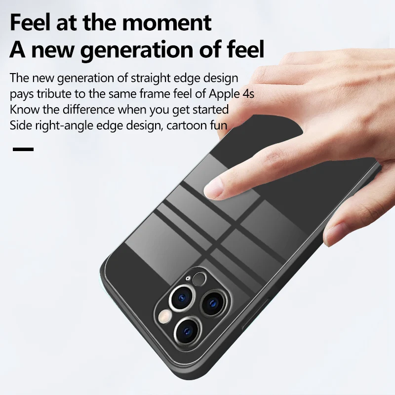 الفاخرة مربع السائل الزجاج المقسى قضية الهاتف آيفون 17 الهواء 16 15 14 13 12 11 برو ماكس زائد رقيقة جدا لطيف الغطاء الواقي