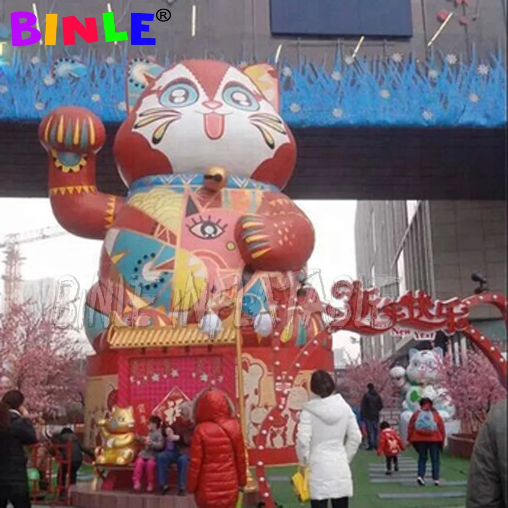 Different styled red large inflatable Fortune Cat,lucky cat mascot balloon for city temple decoration