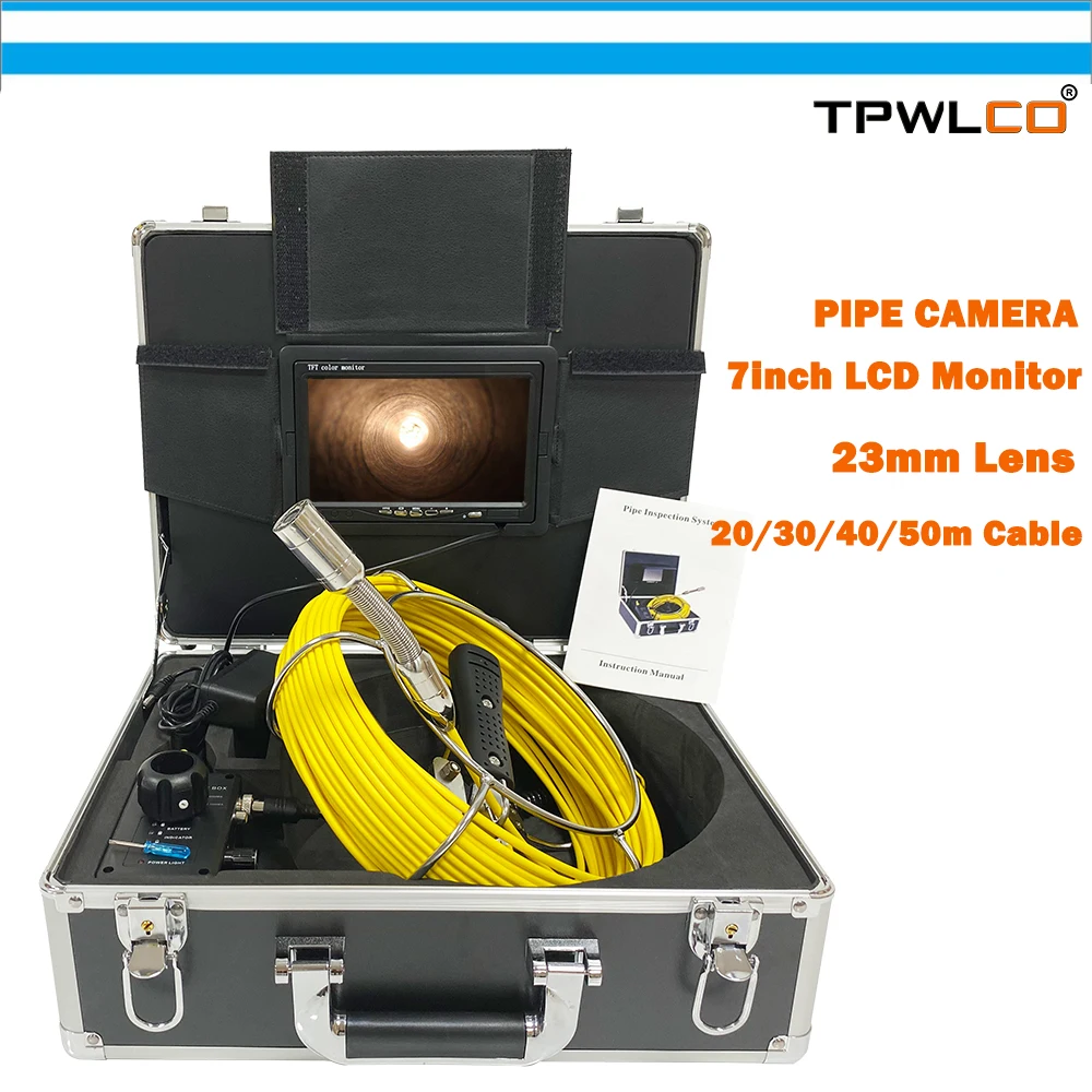 

7inch 23mm Sewer Inspection Camera System 20M 30M 40M 50M Waterproof 1000 TVL Pipe Drain Industrial Endoscope