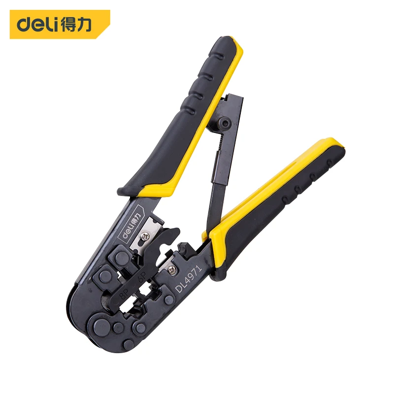 

deli Crimping Pliers Multi-functional UTP/STP Round Twisted Pair Stripping Cutter Cable Wire Stripper Crimper Cutter Pliers Tool