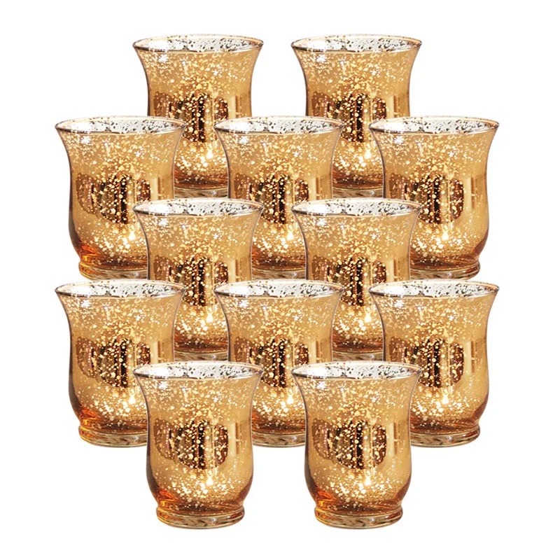 

Gold Glass Candlestick Home Decoration 12 PCS
