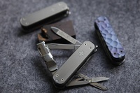 Hand Made Titanium Alloy DIY Handle Scales for 65 mm Swiss Army Nail Clip 580 Knife(Scales Only, Knife Not Included)