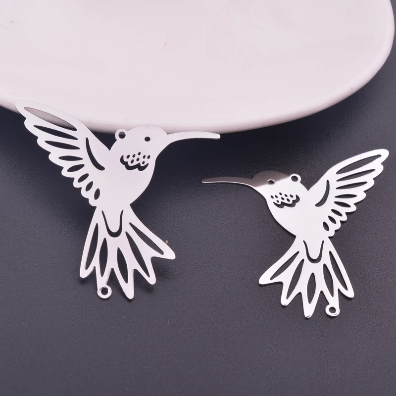 10 Stück 40*44mm rhodinierte Kolibri-Verbinder Tieranhänger Schmuckanhänger Hängedekoration Sonnenfänger-Zubehör – Detail 2