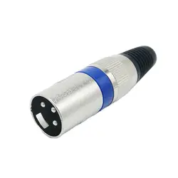 3Pin Metal XLR Male Connector Microphone Connector MIC Plug For 6.5mm Cable Blue Color 1Pcs