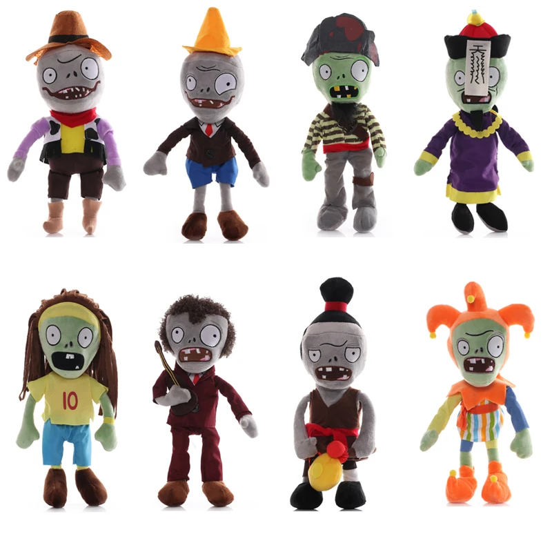 

8pcs/lot PVZ Zombies Plush Toys Doll 30cm PVZ CONEHEAD Jester MJ Hats Zombie Plush Soft Stuffed Toys for Children Kids Gifts