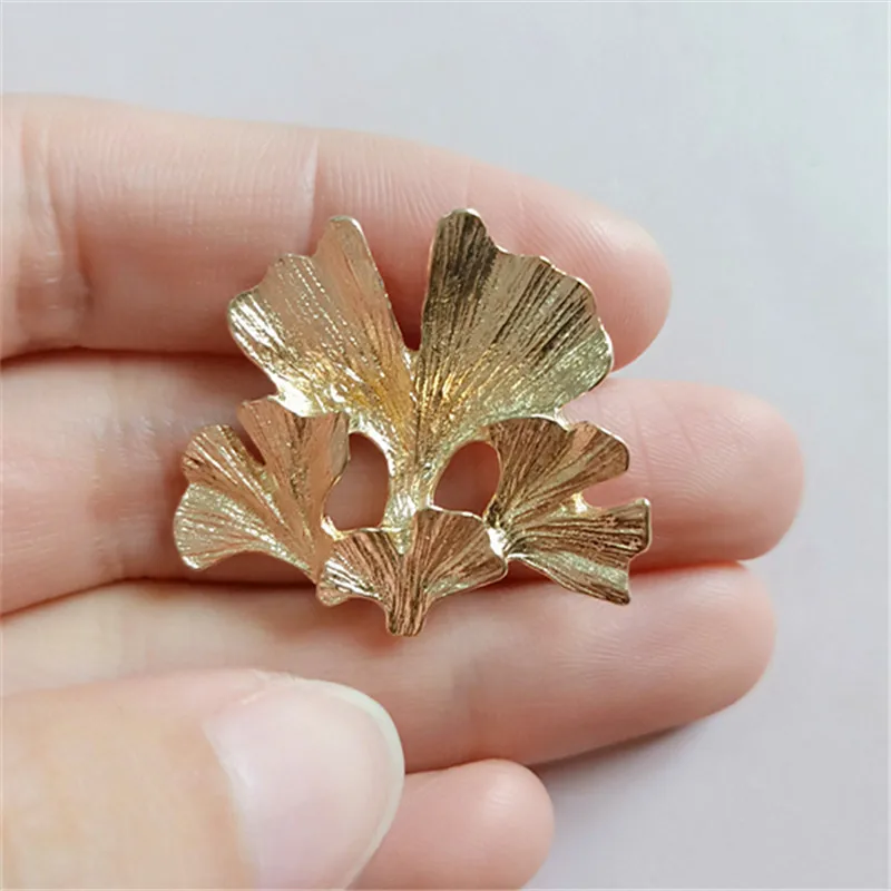 10pcs/lot New Alloy Gold Leaf Pendant Buttons Flatback Ornaments Jewelry Earrings Choker Hair DIY Jewelry Accessories Handmade